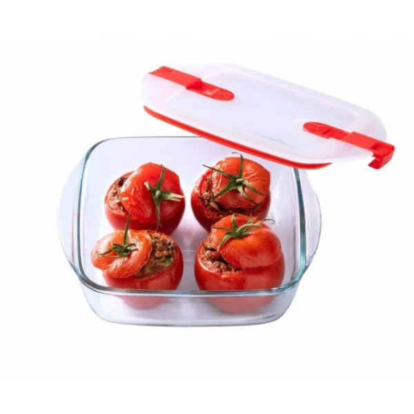 vente en ligne Meilleure vente ❤️ Boîte de Conservation en Verre Carrée 20 x 17 cm 1 L Cook & Heat Pyrex 🛒 3