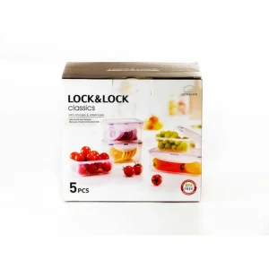 Nouveau 🛒 Lot de 5 Boîtes de Conservation Plastique 350 ml – 470 ml – 1 L Lock and Lock 🌟 prix pas cher 7