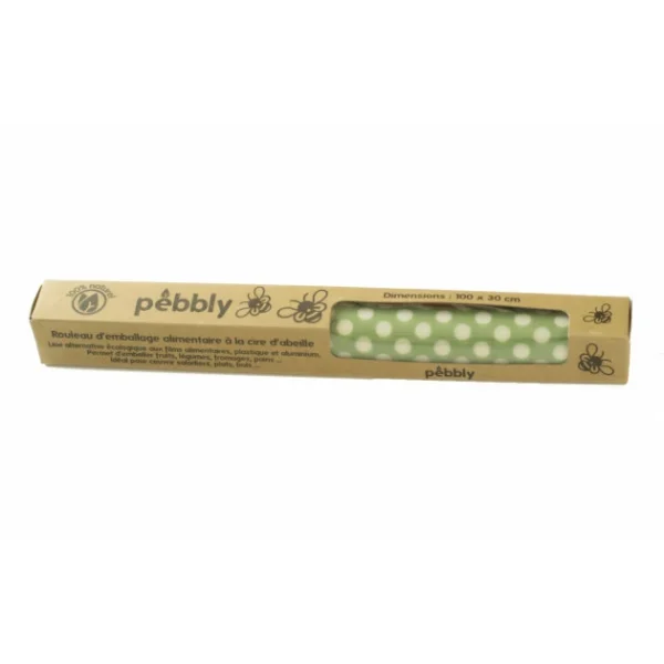 Acheter 🎁 Rouleau Emballage Alimentaire Cire Abeille Pois Vert 30 x 100 cm Pebbly 🎉 achat 1