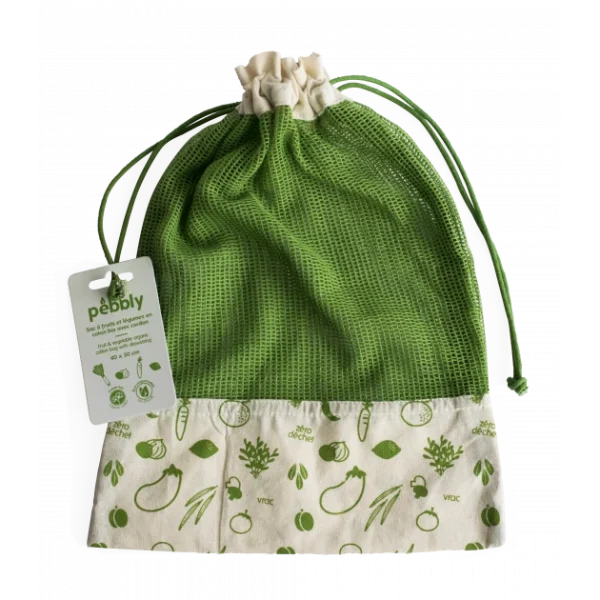 Acheter 😀 Sac à Légumes Coton Bio Vert 30 x 40 cm Pebbly 🥰 qualité supérieure 3